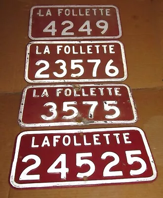 Lot Of 4 Vintage La Follette Address Old Sign Rural Fire Sign • $49.99