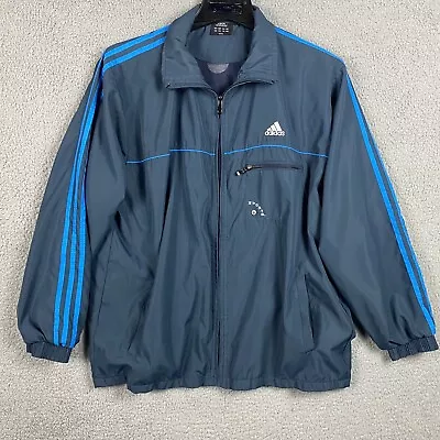 Adidas Jacket Men 3XL Gray Track Running Full Zip Athletics Windbreaker Sweater • $23.95