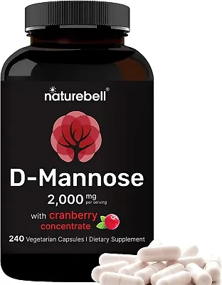 NATUREBELL Made With Organic D-Mannose 1000Mg Per Serving 200 Capsules Strongl • $50.55
