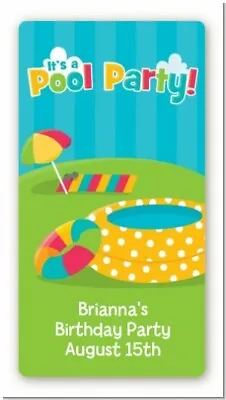 Pool Party Custom Birthday Party Rectangle Stickers - 2oz Bottle • $6