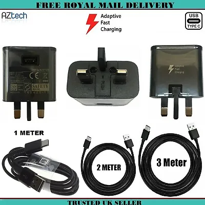 15W Fast Charger Plug& 1M 2M 3M USB-C Data Cable For Samsung Galaxy Phones Lot • £1.59