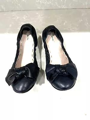 Miu Miu Ballet Flats 38 Navy Leather With Bow Very Good Condition! • $170