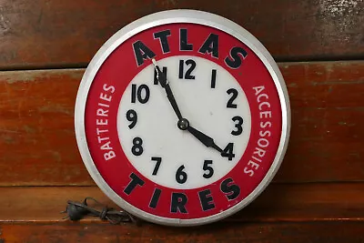 RARE Vintage 1950s Atlas Tires Batteries Accessories Dualite Advertising Clock • $599.95