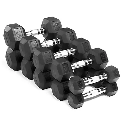 $19 • Buy 1-25kg Pair Rubber Hex Dumbbell Fitness Gym Strength Weight Training Workout