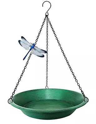 Hanging Bird Bath For Outdoor Antique Green Metal Bird Feeder Birdbath Bowl 17” • $24.96