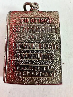 Vintage Pendant Locket Nautical Book Seamanship Sailing Unisex Silvertone Metal • $35