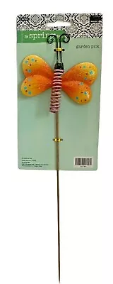 The Spring Shop Orange Butterfly Metal Garden Yard Art Pond Lawn Pick Décor • $9.99