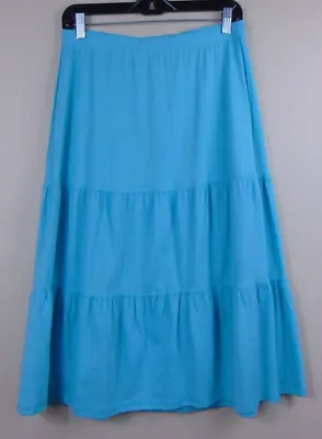 J.Jill Teal Tiered Maxi Skirt Size Xs Midi Pull On 100% Cotton Light Weight • $15.28