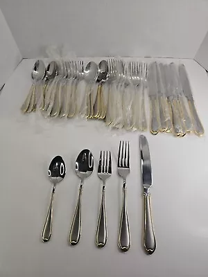 Wallace 18/10 Stainless Steel Flatware With Gold Accent 40pc Set Service For 8 • $124.95