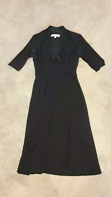Evan Picone Black Midi Dress Size 6 Ruched Princess Waist • $15