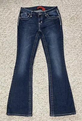 Zanadi Jeans Women's Sz 9 Embellished Flare Denim Stretch Low Rise Pants (30x32) • $22.99
