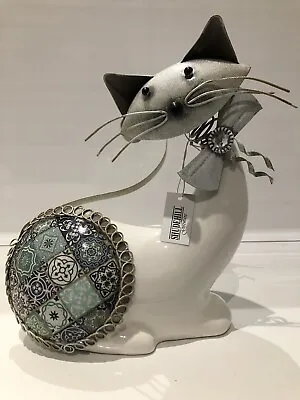 Shudehill Giftware Blue Country Art Posing Cat Ornament Gift Figurine • £16.99