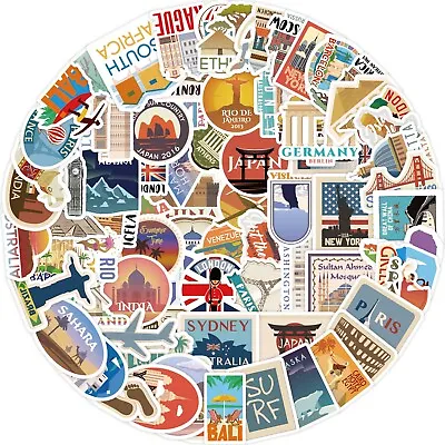 100 World Travel Country Region Logo Stickers Skateboard Luggage Laptop Decal UK • £6.67