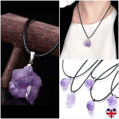£2.89 • Buy Amethyst Gemstone Pendant Necklace Chakra Raw Freeform Natural Crystal Purple UK