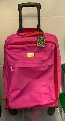 Victoria's Secret Carry On Luggage Wheelie Rolling Bag Pink Soft Shell • $99