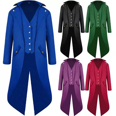 Mens Steampunk Victorian Jacket Gothic Tailcoat Costume Vintage Halloween Coats • £21.18