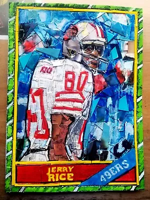 Jerry Rice RC 8x11 1/1 MOSAIC ART Made From Junk Wax Scissors Glue Markers   • $124.99