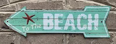 $14.48 • Buy To The Beach Directional Metal Arrow Sign 17  X 5  ↔ Ocean Coastal Decor *LEFT