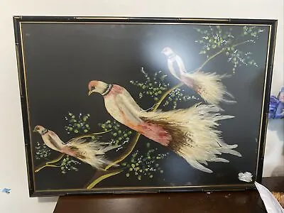 Mid Century Modern Asian Feather Art W28in L 20 Inch • $40