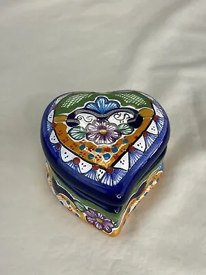 Talavera￼ Heart Trinket Box Arte Cruz Pottery Mexico. PRISTINE • $9.95