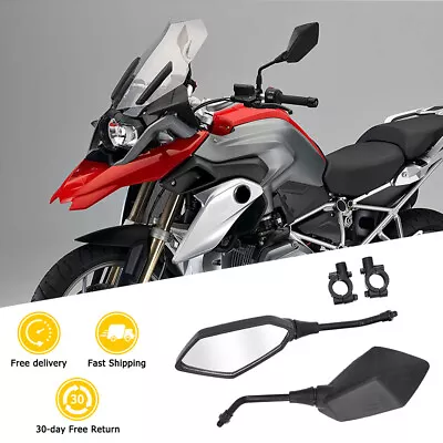 UK Black Motorcycle Bike ATV Wing Rear View Side Mirrors Motorbike Rearview Pair • £15.99