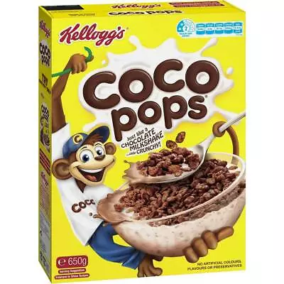 Kelloggs Coco Pops Chocolate Cereal 650g • $20