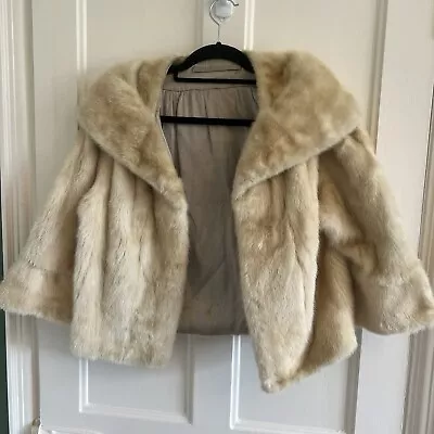 Beautiful Vintage Blonde Mink Fully Lined Jacket Evening Or Day - Size 12/14 • $308.29