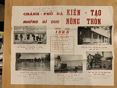 RARE 1965 JUSPAO Vietnam PSYOP Propaganda Poster ARVN Government Built Rural Pop • $65