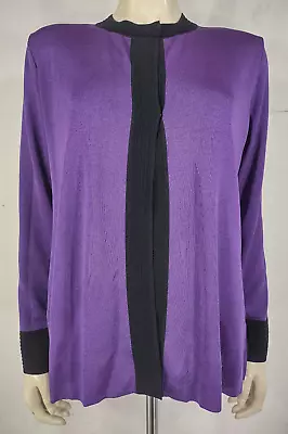 Exclusively Misook Purple Black 100% Acrylic Cardigan Ladies Small • $39.47