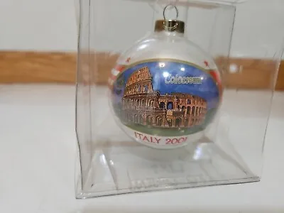 Italy Colosseum Glass Ball Christmas Ornament 2001 Italian Flag On Back Vintage • $9.99