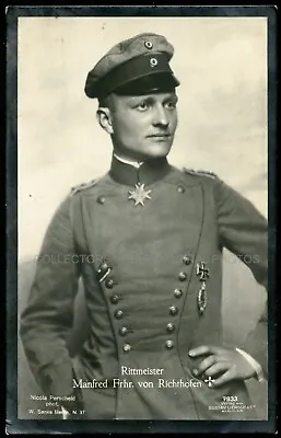 MANFRED VON RICHTHOFEN WWI GERMAN Ace SANKE # 533  MOURNING Photo RPPC Postcard • $199.99
