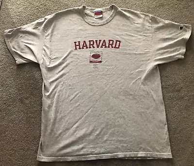Vintage Harvard College MA Rugby Football Champion Gray Tee T-Shirt Men's L Rare • $25