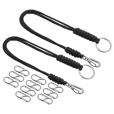 Badge Lanyard With Clasp 2 Pack Necklace Cord Strap With 5pcs Metal Hook Black • $11.95