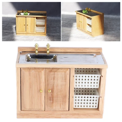 £14.69 • Buy Min Kitchen Furniture Small Mini Wooden Wash Basin For Doll House