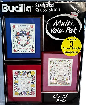 Bucilla Inpirational Samplers Multi Pak 3 Cross Stitch Kit 64182 Vintage 1994 • $5