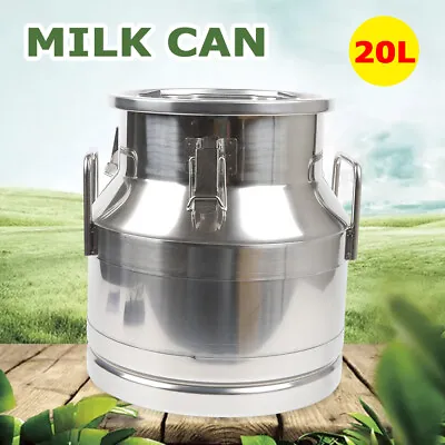 20L Stainless Steel Milk Can Wine Pail Bucket Tote Jug Oil Barrel Canister Tank • $79.90