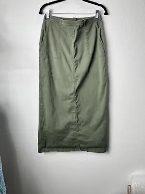 EUC Eddie Bauer Women’s Olive Green Long Straight Maxi Skirt With Slit.  Sz: 6 • $18