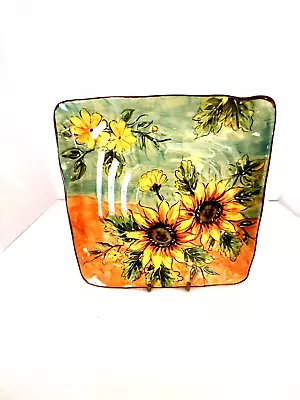 Maxcera Terra Cotta Sunflower Wall Decor Platter 11.5  Square • $22.27