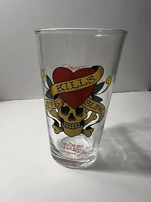 Ed Hardy  Pint Beer Glass   Love Kills Slowly  Skull Pint Glass • $14