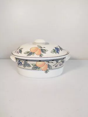 Mikasa Intaglio Garden Harvest 10  Oval Baking Casserole Dish Vegetable Bowl Lid • $24.99