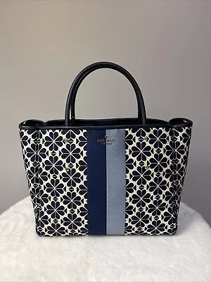 New Kate Spade - Spade Flower Jacquard Stripe Everything Medium Tote Blue Multi • $224.99