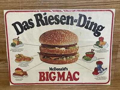 McDonalds Vintage 1980s German Tray Liner Das Riesen-Ding Big Mac 🇩🇪 • $17.99