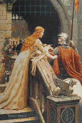 44  WALL JACQUARD WOVEN TAPESTRY Godspeed - Leighton Art MEDIEVAL KNIGHT SCENE • $75.99