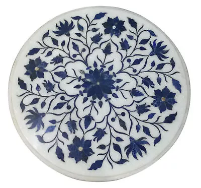 Marble Coffee Table Top Marquetry Inlaid Mosaic Lapis Lazuli Floral Decor H929 • $457.95