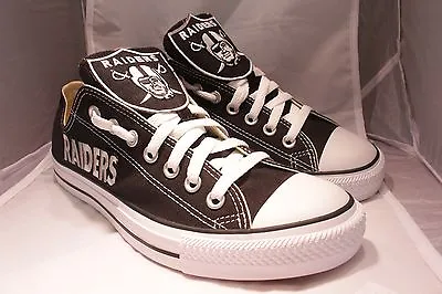 Custom Las Vegas / Oakland Raiders Converse Chuck Taylor Black White Shoes • $119.99