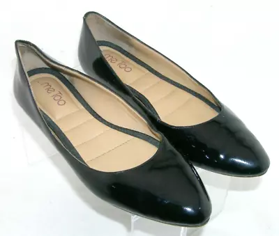 Me Too Aimee Black Patent Leather Almond Toe Slip On Ballet Flats 7M • $23.99