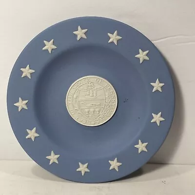 Vintage Wedgewood State Of Pennsylvania Blue Jasperware Small Trinket Plate • $11