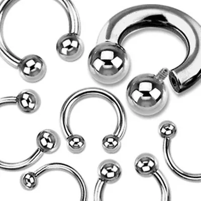 Horseshoe Heavy 0 Gauge 1/2  Steel Internal Thread 10mm Balls Body SET Of 2 • $14.99