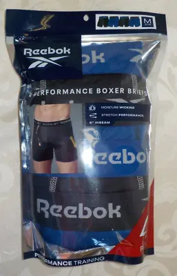 Reebok Performance Boxer Briefs Size M 32-34 NIP 4 Pack Logo Assorted 6  Inseam • $22.99