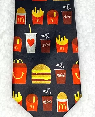 McDonald's Black Neck Tie - Fries Double Cheeseburgers Shakes McCafe - Rare • $19.97